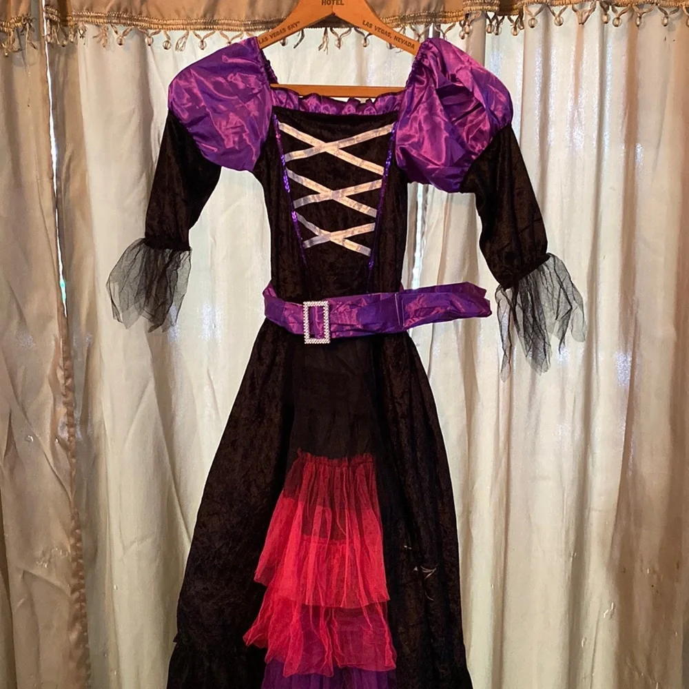 NEW Girls 12 2 piece witch costume dress/hat